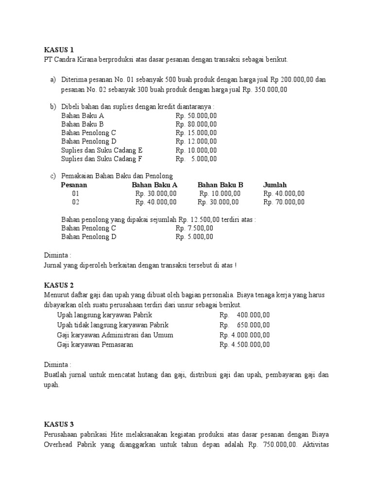 Soal Akuntansi Biaya Pdf