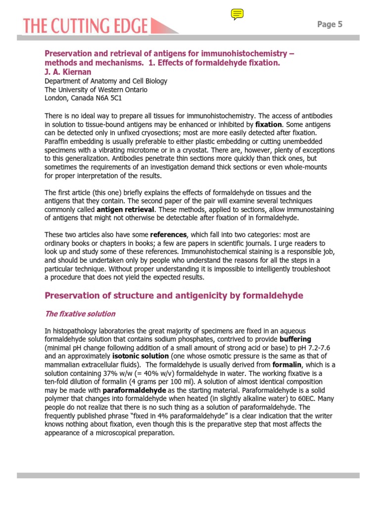 Preserving Structure and Antigenicity Through Optimal Formaldehyde