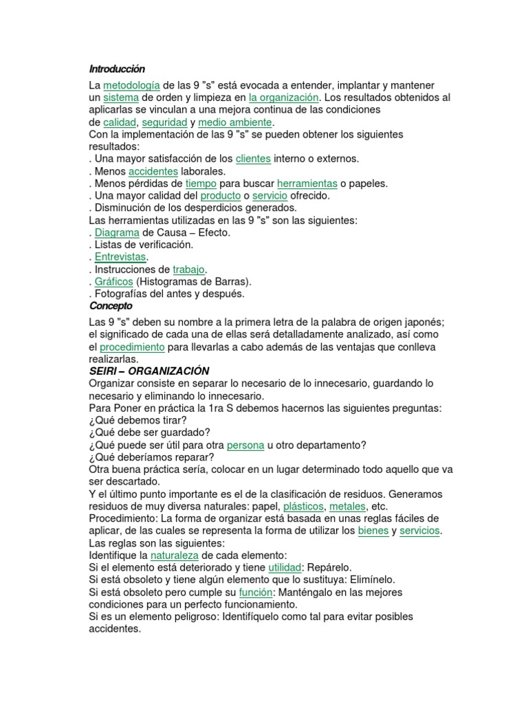 Programa de las 9 “S”. Calidad Residuos