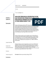 Analisis Pengaruh Kecepatan Putar dan Pemakanan terhadap Kekasaran Permukaan FCD40