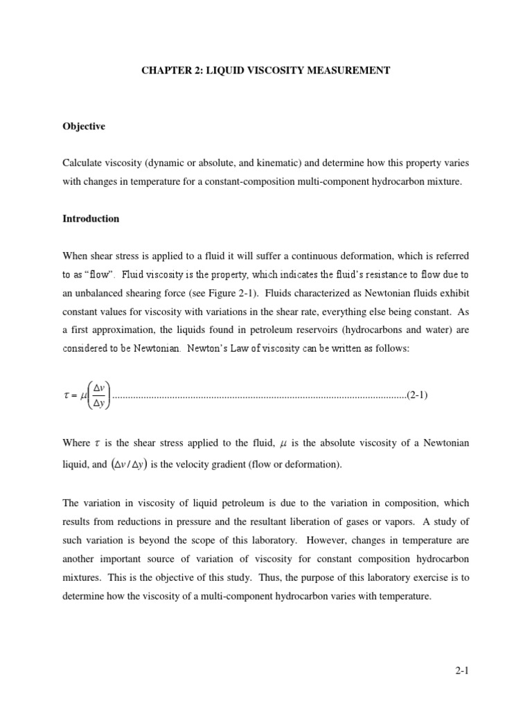 Chapter2 Viscosity PDF | Download Free PDF | Viscosity | Shear Stress