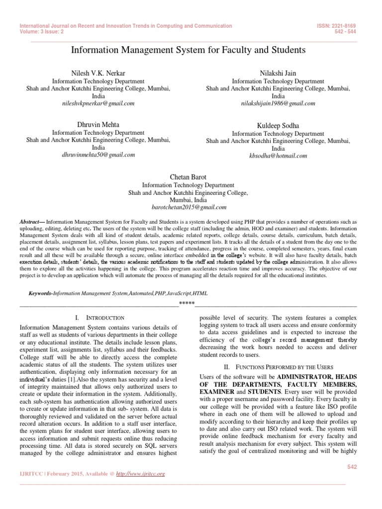 Information Management System For Faculty and Students | PDF | Java ...
