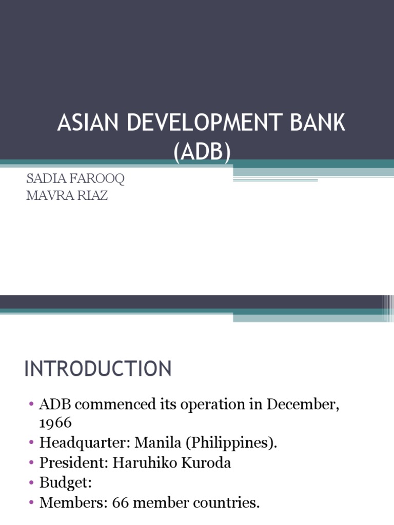 Asian Development Bank Overview | PDF | Asian Development Bank | World ...