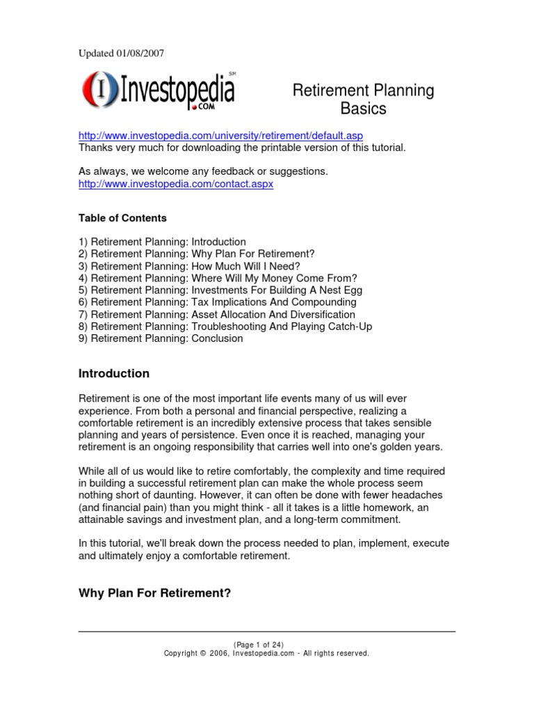 Retirement Planning Basics | PDF