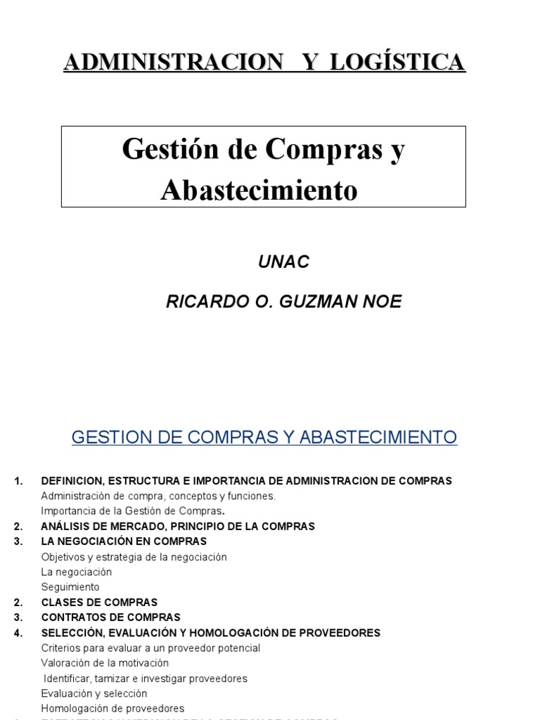 Gestión de Compras y Abastecimiento | PDF | Logística | Calidad (comercial)