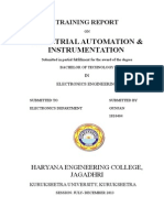 Industrial Automation & Instrumentation: Training Report