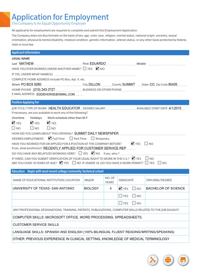 ApplicationForEmployment2-TriNet.pdf | Tort | Employment