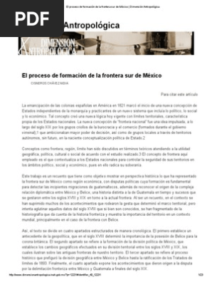 El Proceso de Formación de La Frontera Sur de México _ Dimensión Antropológica