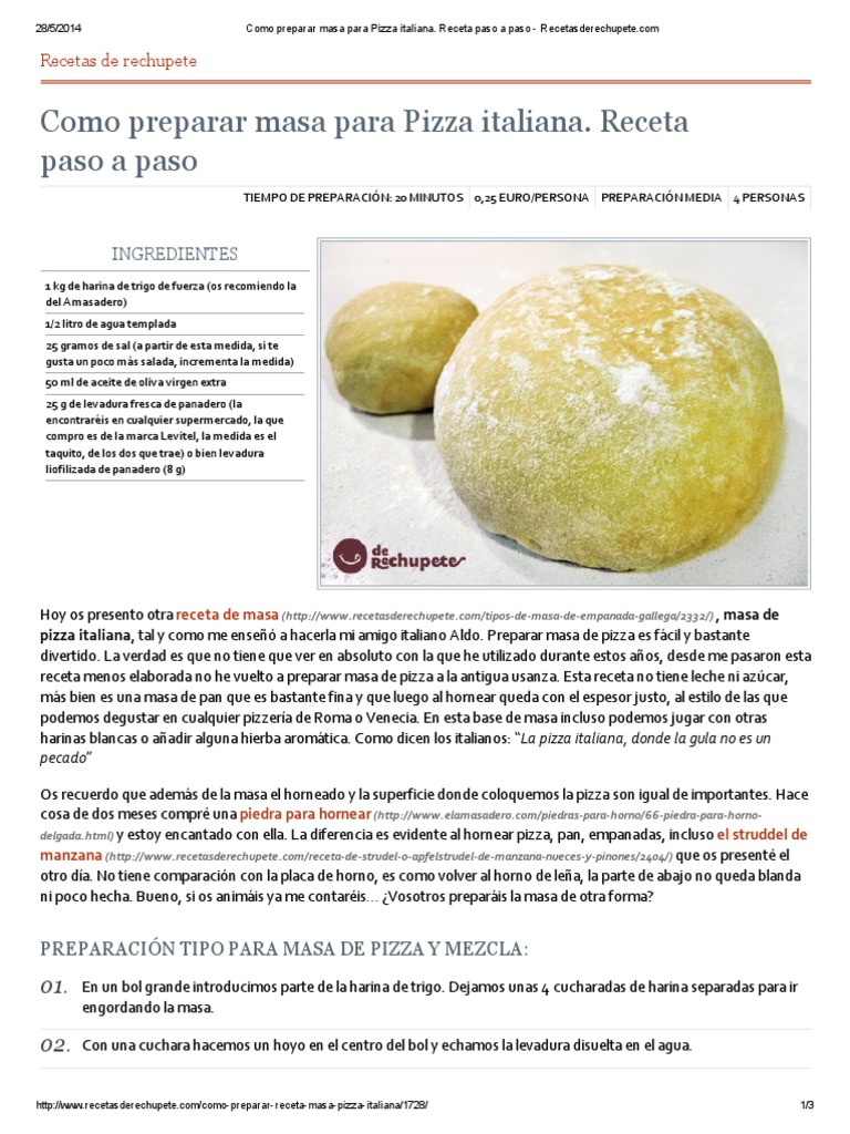Como Hacer Masa Para Pizza Italiana Youtube