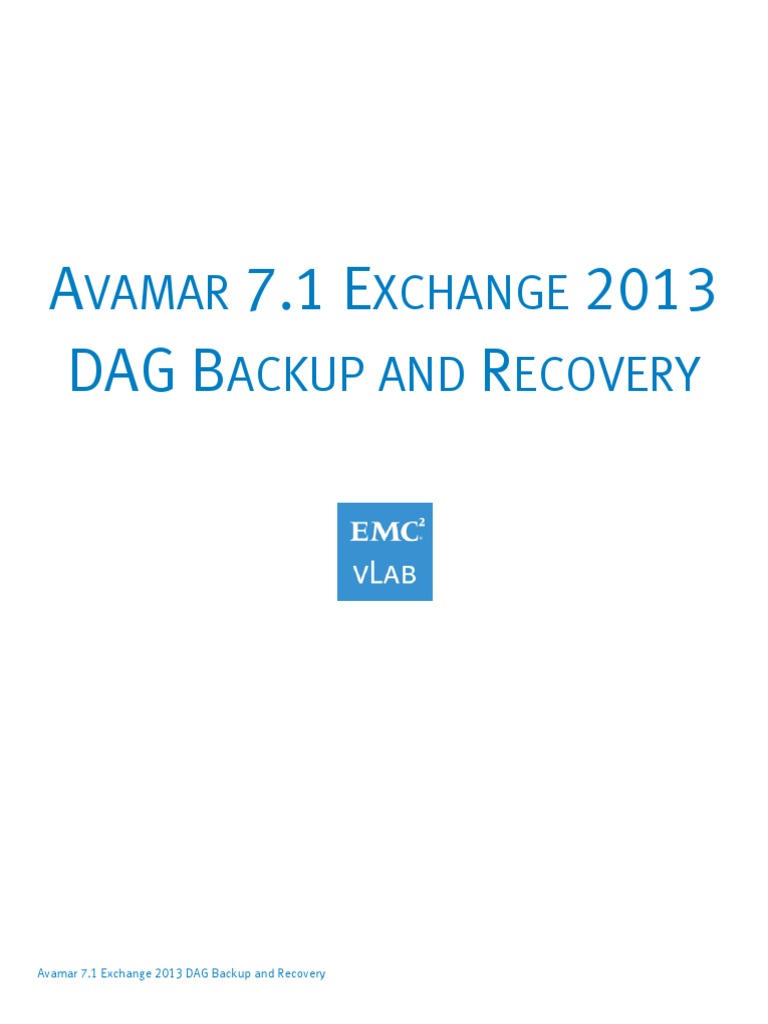 Avamar 7.1 Exchange 2013 DAG Backup and Recovery PDF Email