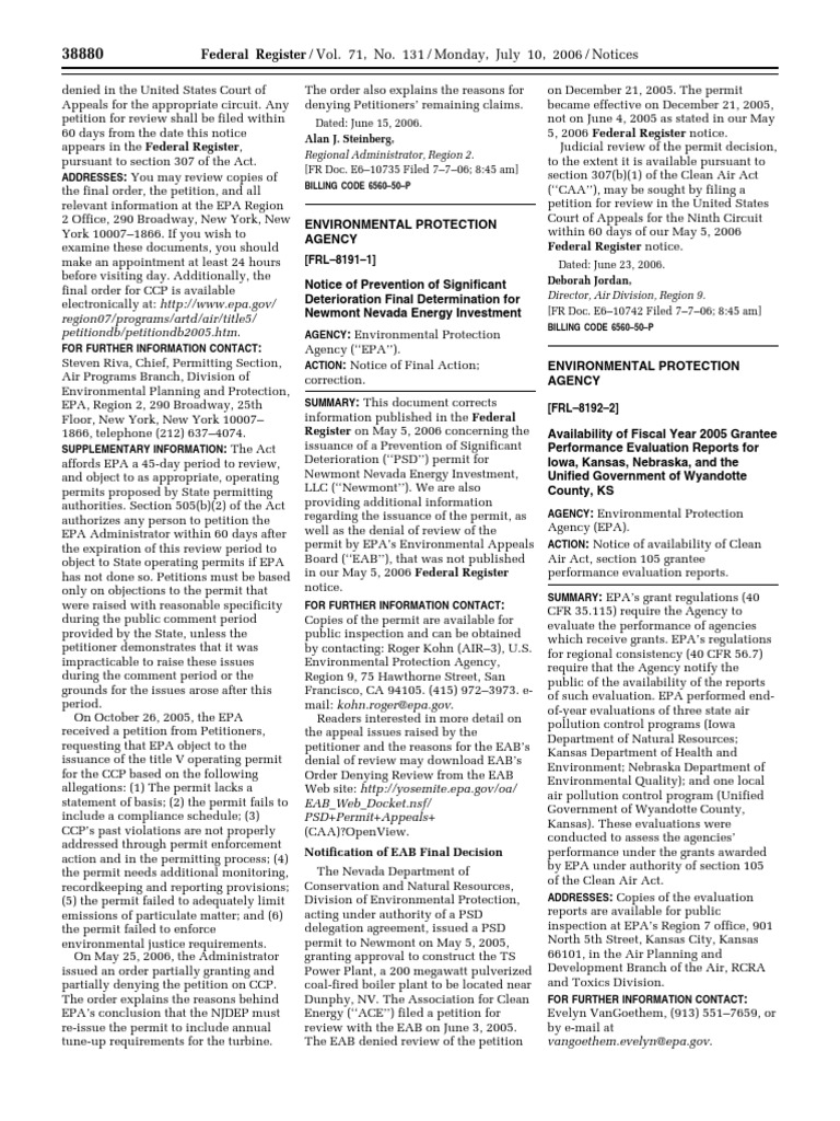 EPA Permit and Review Notices | PDF | United States Environmental ...