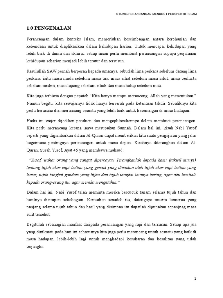 Perancangan Menurut Perspektif Islam Ctu263 Pdf