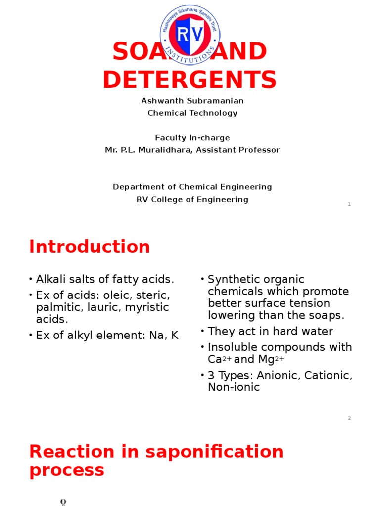 Soaps and Detergents PDF Soap Sodium Hydroxide