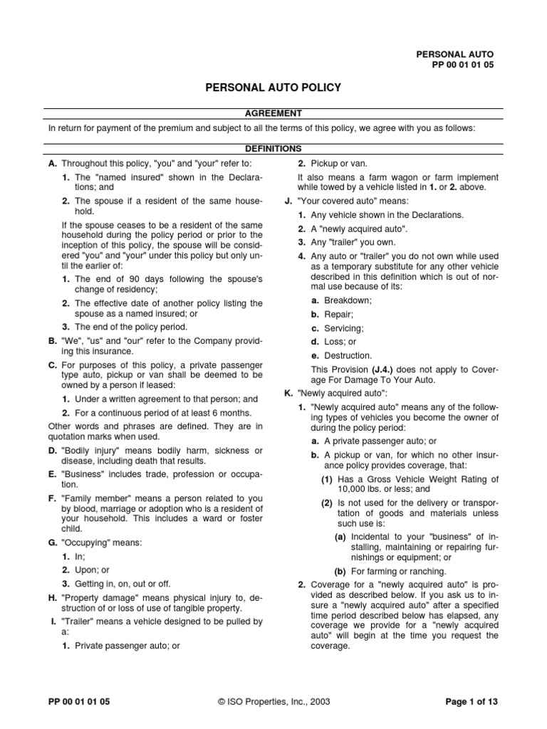 Personal Auto Policy PP 00010105 PDF Deductible Arbitration