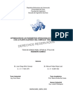 Optimizacion de los parámetros operacionales del reactor R-3601 A de la planta Olefinas II del complejo "Ana Maria Campos"