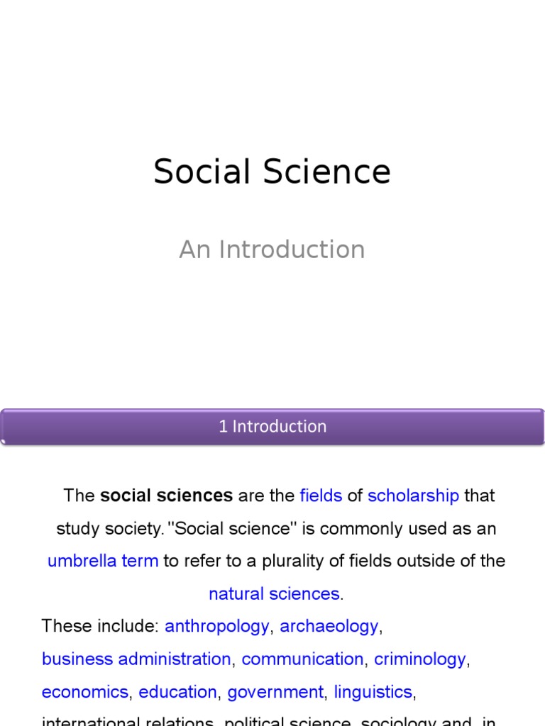 Introduction to Social Sciences Overview | PDF