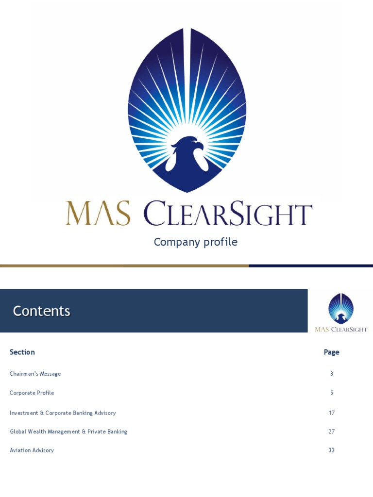 MAS ClearSight Corporate Profile PDF Investment Banking Banks