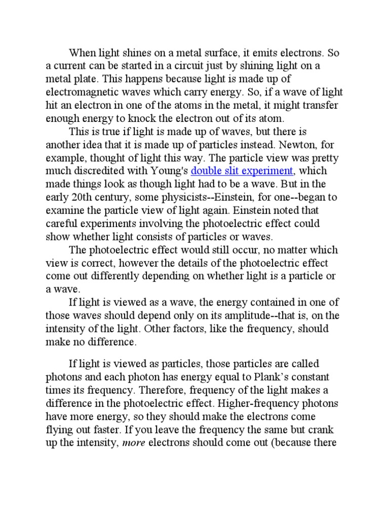 Photoelectric Effect | PDF | Photoelectric Effect | Light