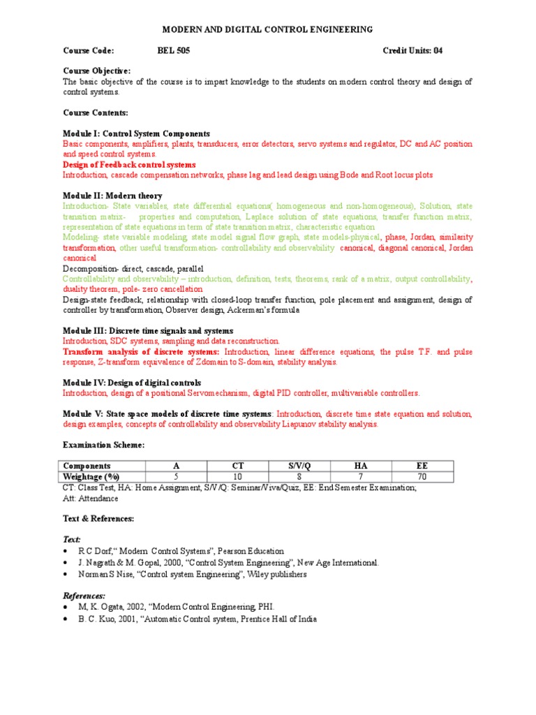 Modern and Digital Control Engineering PDF Control Theory Control
