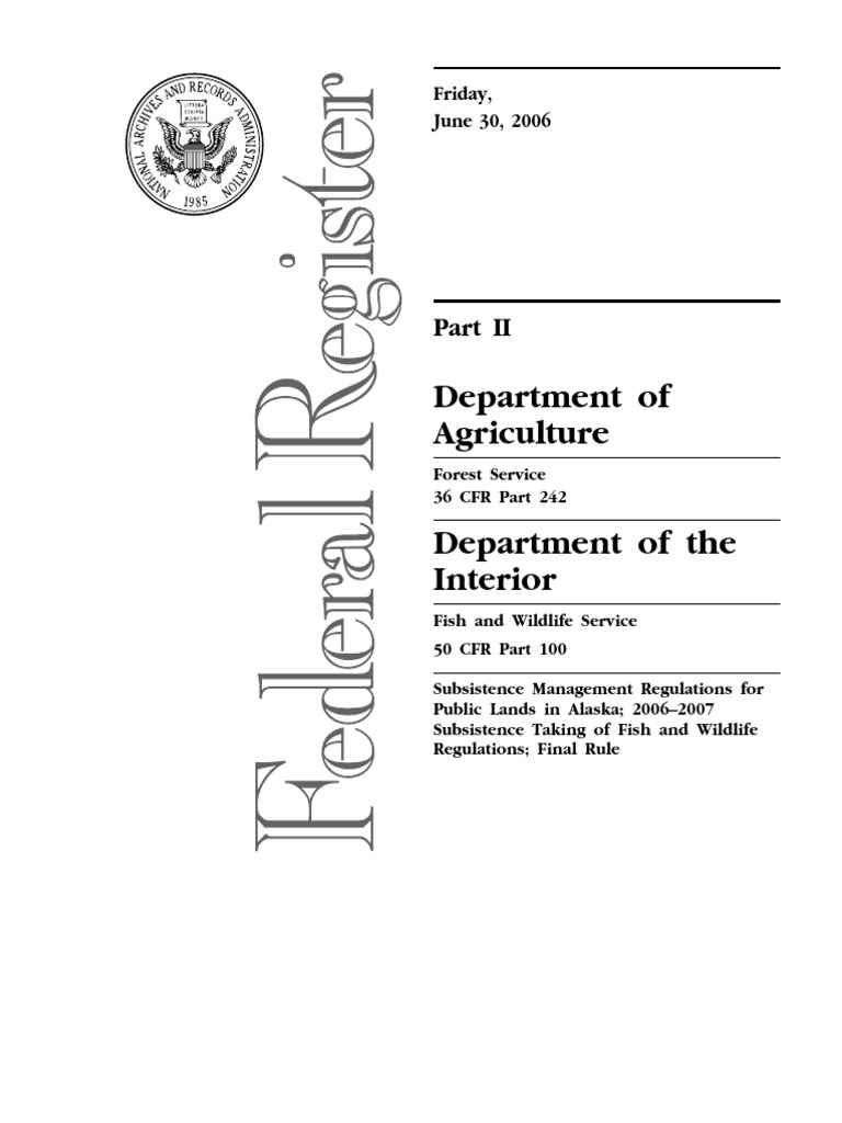 Rule Alaska National Interest Lands Conservation Act Title VIII Implementation (Subsistence