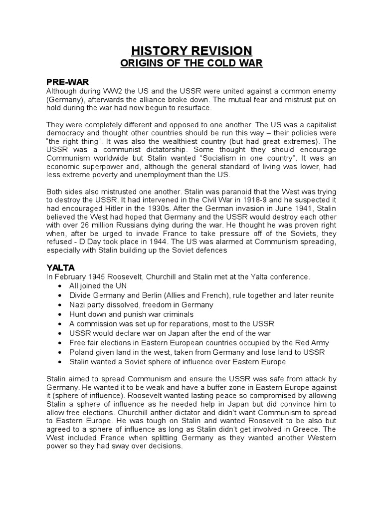 Cold War Origins and Key Events | PDF | Marshall Plan | Joseph Stalin