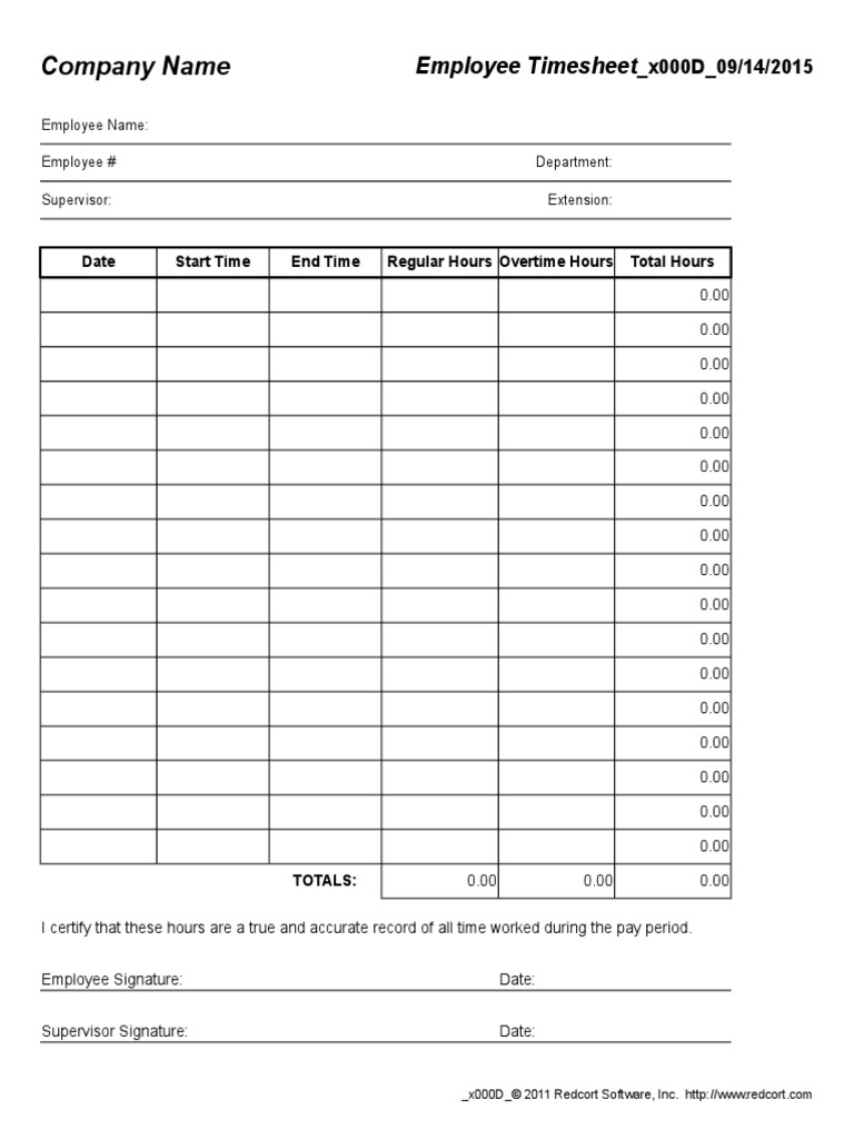 Employee TimeSheet PDF