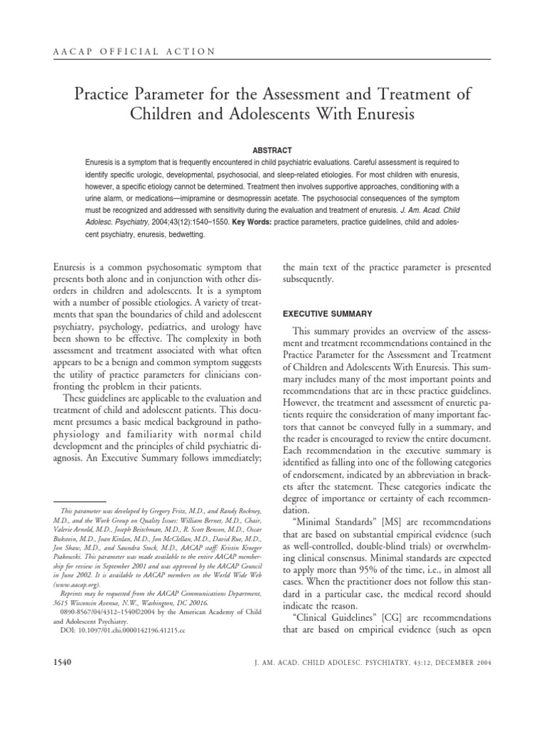 Enuresis PDF Urinary Incontinence Nocturnal Enuresis