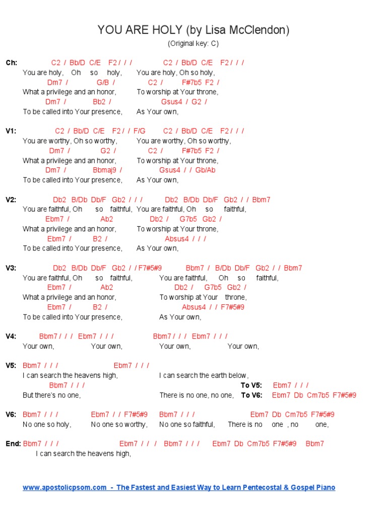 You Are Holy - Lisa McClendon Chords | PDF