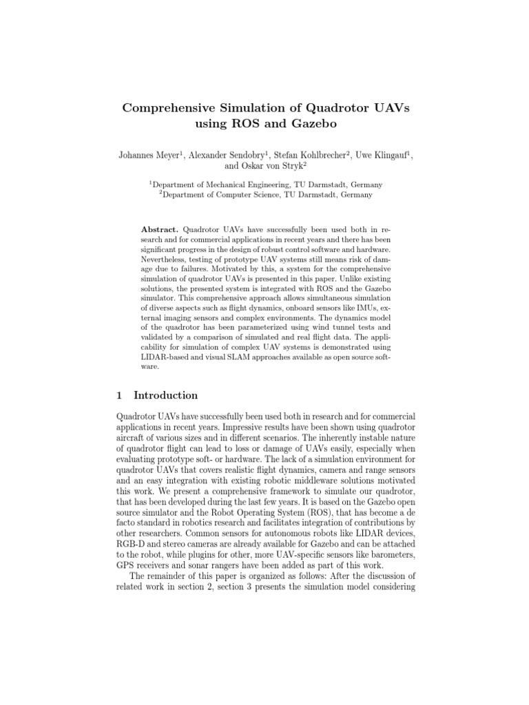 Quadrotor UAV Simulation with ROS & Gazebo | PDF | Quadcopter | Simulation