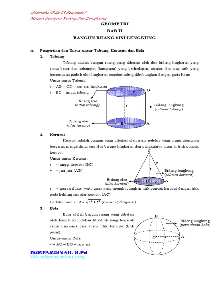 Soal Matematika Kelas 9 Tentang Bangun Ruang Sisi Lengkung