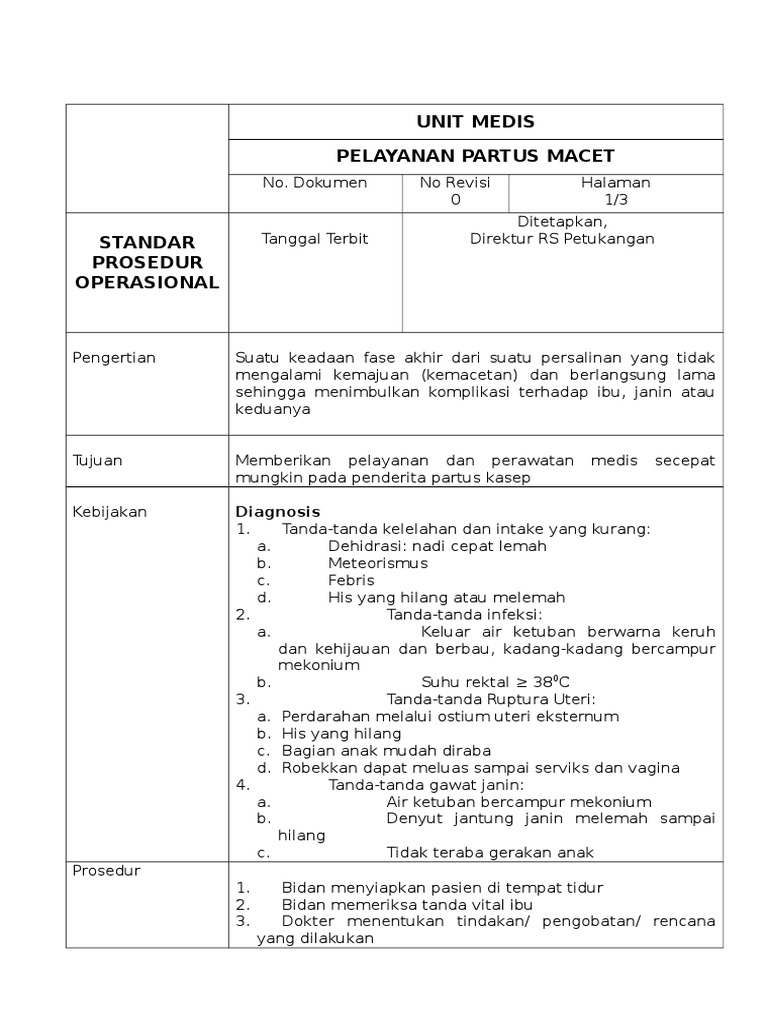 Penanganan Partus Macet di RS Petukangan | PDF | Pengembangan Diri ...