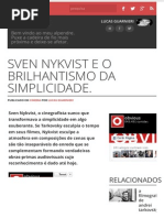 Sven Nykvist e o Brilhantismo Da Simplicidade.