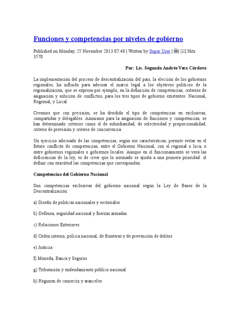 Funciones y competencias de gobiernos locales | PDF | Presupuesto ...