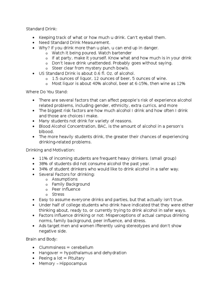 Alcohol Edu Notes Alcoholic Drinks Drink
