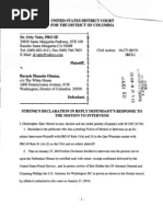Strunk Reply to BHO response in Support of Intervention  in Taitz v Obama DCD 10-Cv-00151