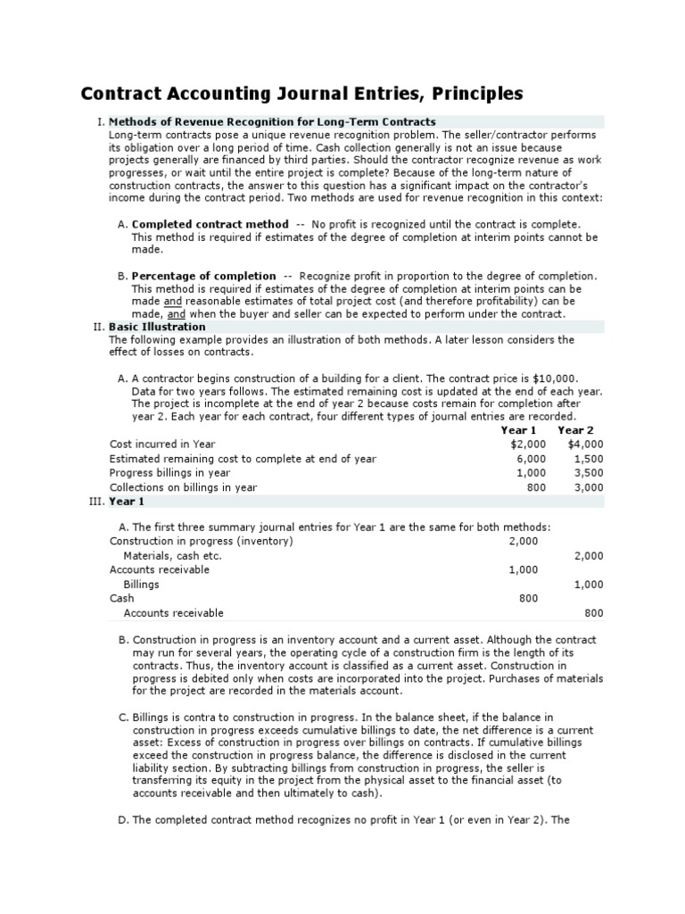 Contract Accounting Journal Entries PDF Revenue Expense