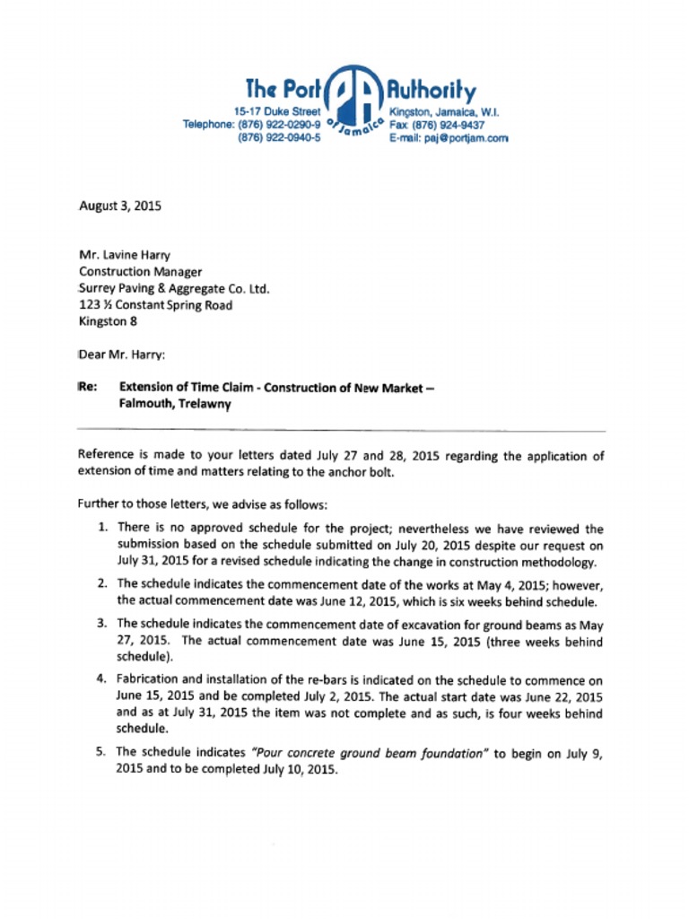 Letter Extension of Time PDF