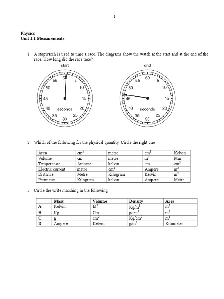 IGCSE Physics: Measurement Worksheets | PDF