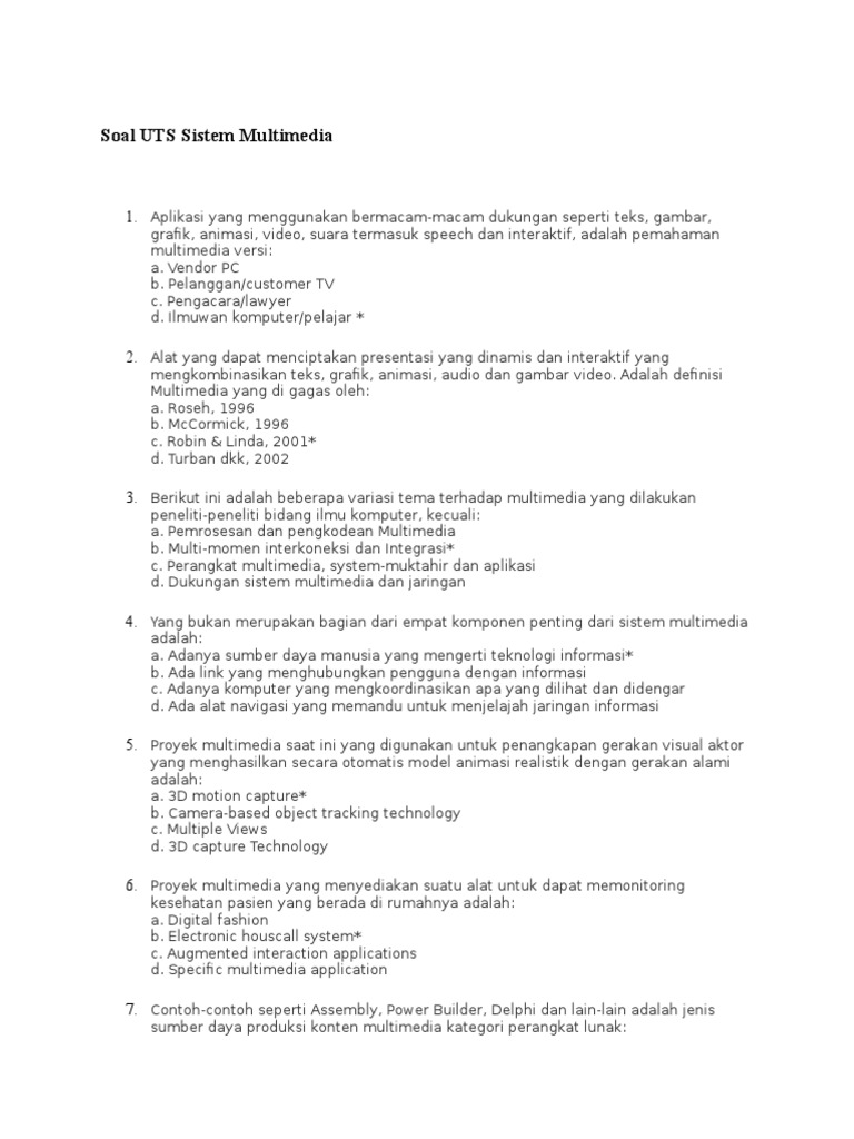 Soal Uts Sistem Multimedia