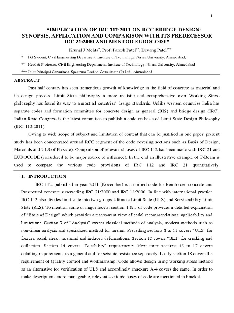 IRC 112:2011 RCC Bridge Design Overview | PDF | Strength Of Materials ...