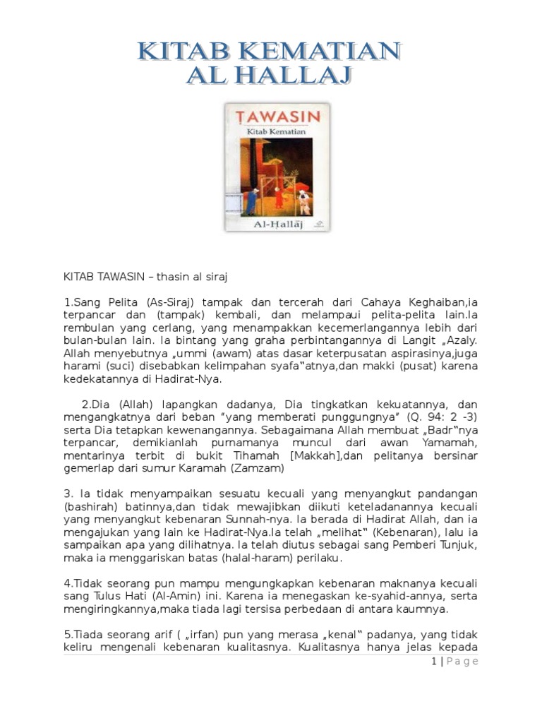 KITAB TAWASIN Buku Kematian Al Hallaj[1]