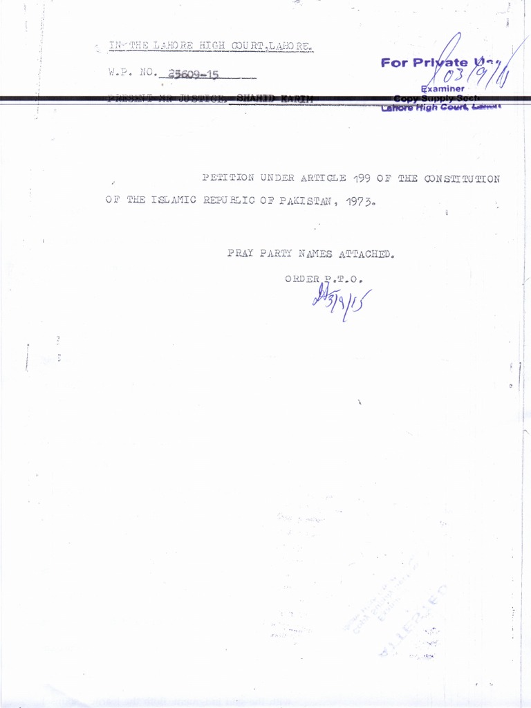 Lahore High Court Case Order Summary | PDF | Judgment (Law ...