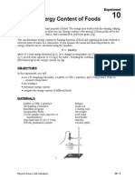 Energy Content of Foods: Experiment