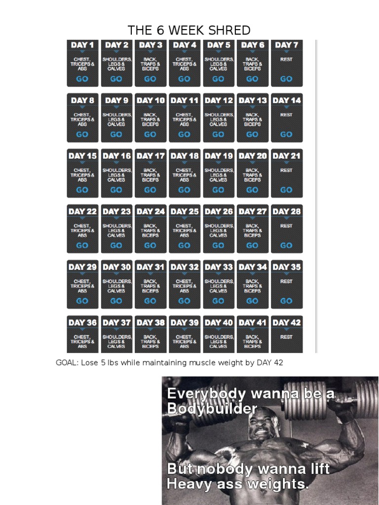 The 6 Week Shred: GOAL: Lose 5 Lbs While Maintaining Muscle Weight by ...