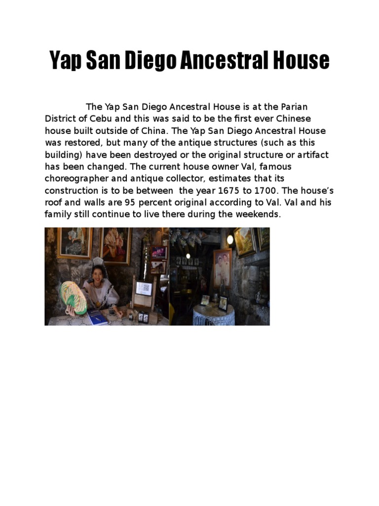 Yap San Diego Ancestral House | PDF | Antique | Furniture