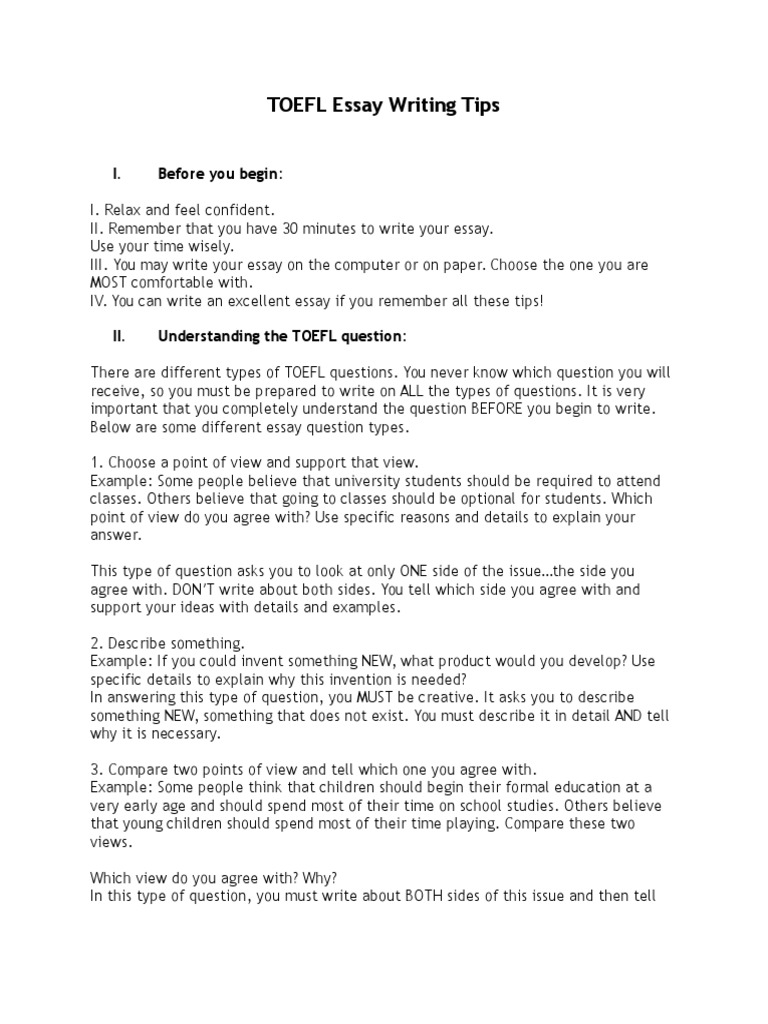 TOEFL Essay Writing Strategies | PDF | Language Arts & Discipline ...