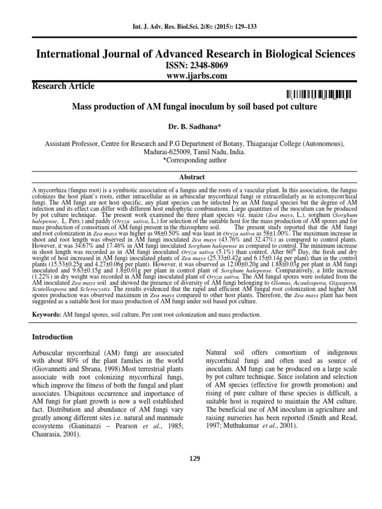 Mass Production of AM Fungal Inoculum | PDF | Botanical Nomenclature ...
