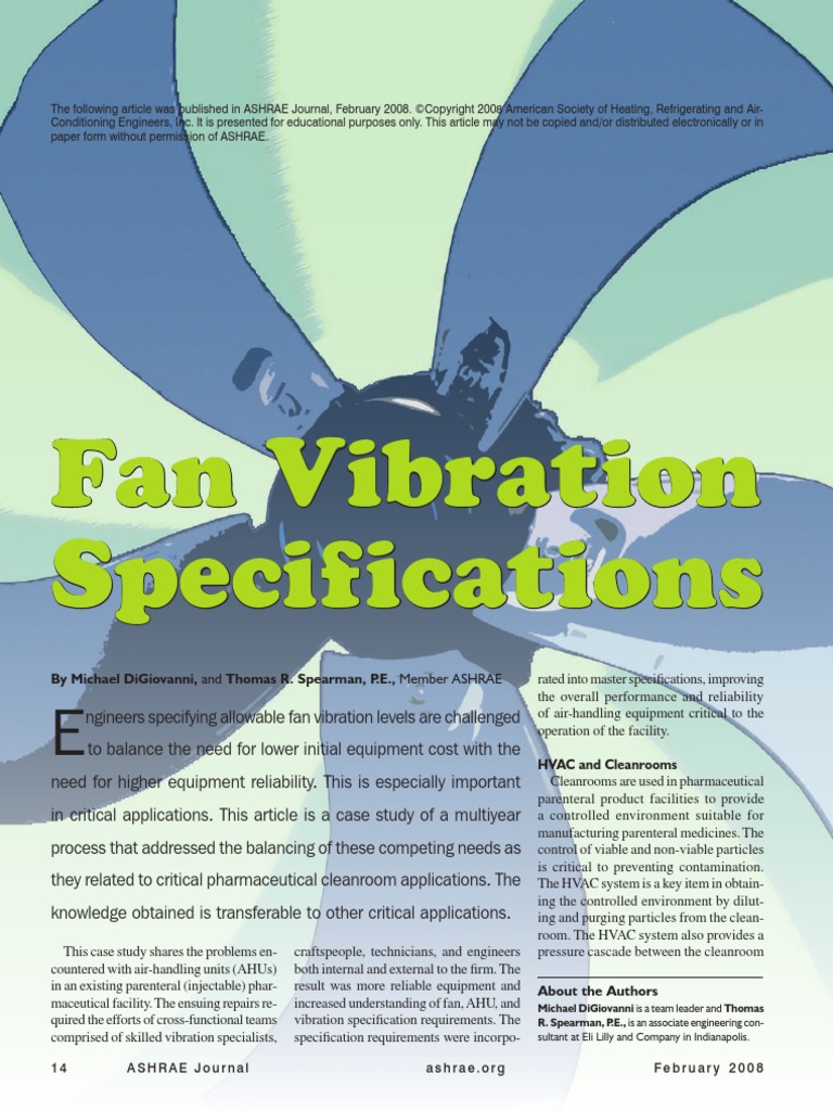 Fan Vibration Bearing (Mechanical) Hvac