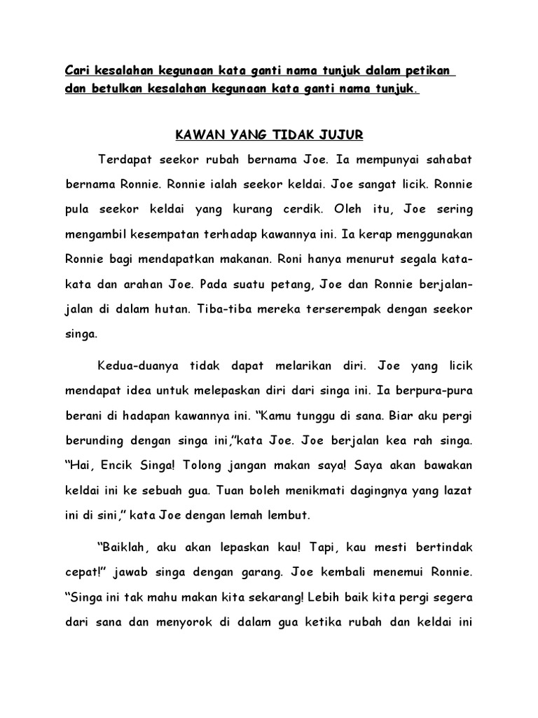 Kesalahan Penggunaan Kata Ganti Nama Diri - Sangkil