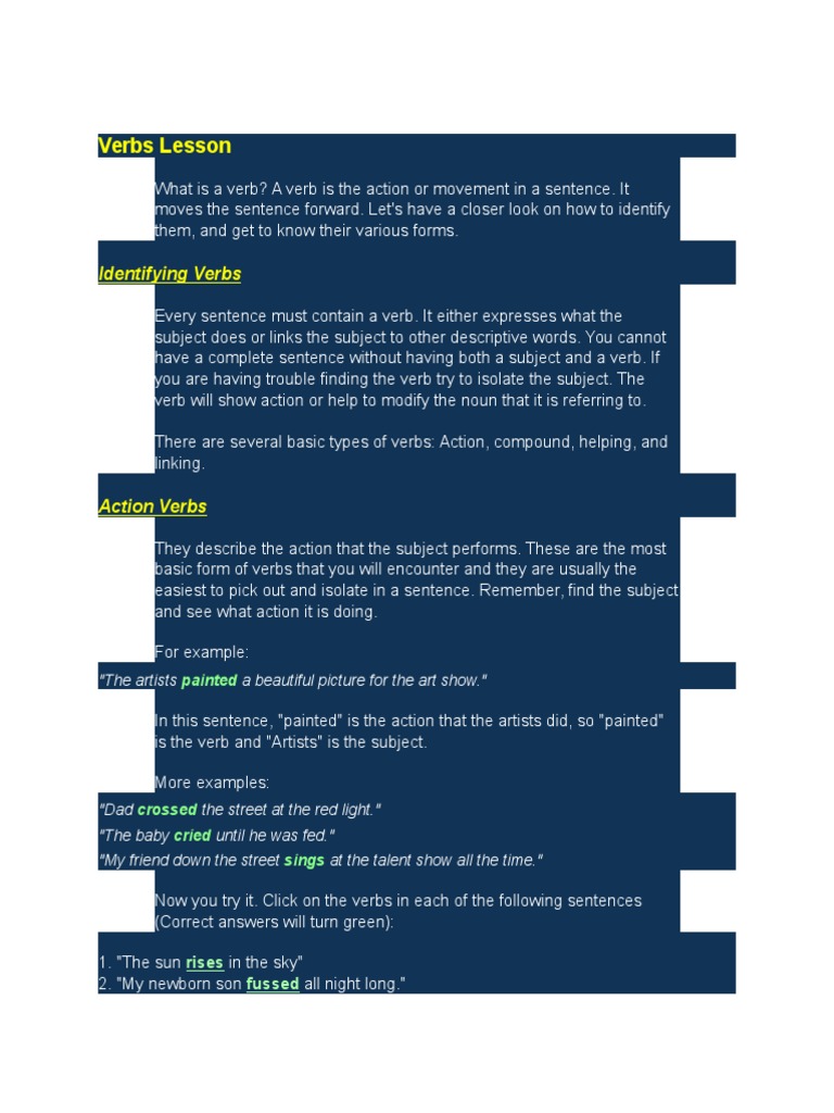 Understanding Verbs An InDepth Exploration of Verb Types and Their